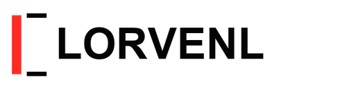 Lorvenl black editorial wordmark with red rule